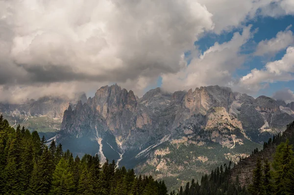 Bela Paisagem Cênica Dos Alpes Passo San Pellegrino Norte Itália — Fotografia de Stock