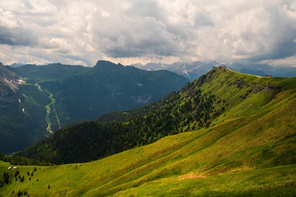 Bela Paisagem Cênica Dos Alpes Passo San Pellegrino Norte Itália — Fotografia de Stock