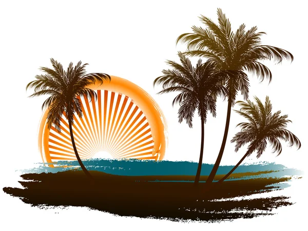 Palmbomen in de zon. — Stockvector