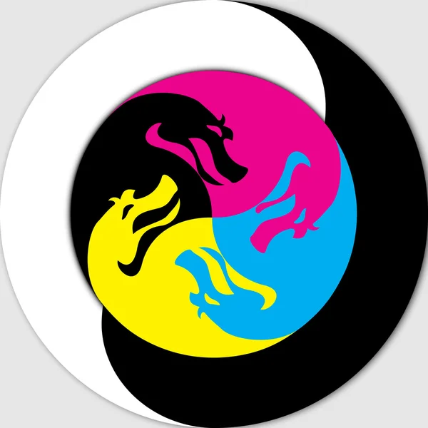 Yin e Yang - Dragão — Vetor de Stock