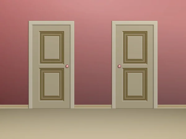 Two beige paneled doors — Stock Vector