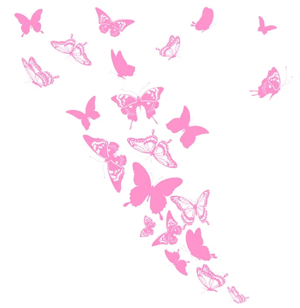 Rosa Schmetterlinge Fliegen Isoliert Auf Weißem Hintergrund Frühlingskonzept — Stockfoto