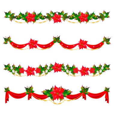 Noel çelengi, beyaz arka planda izole edilmiş noktalı ve kırmızı kurdeleli.