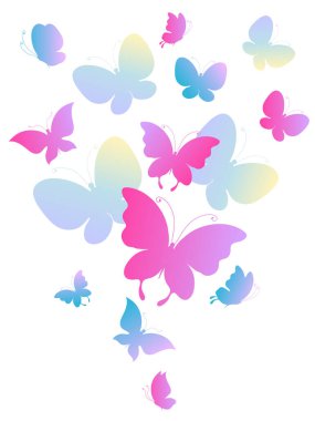 Beyaz arka planda izole edilmiş güzel pembe kelebekler.