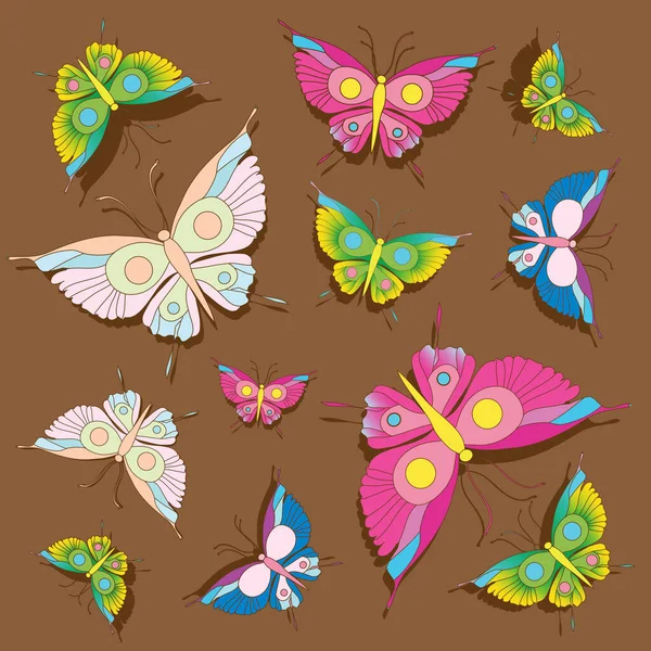Hermosas Mariposas Colores Sobre Fondo Marrón —  Fotos de Stock