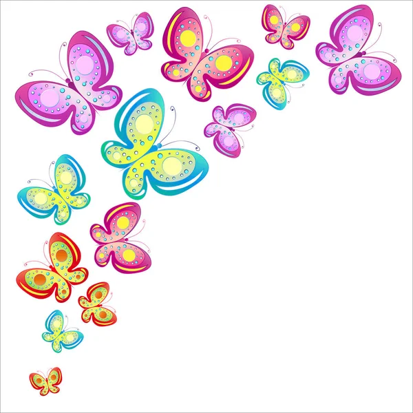 白い背景に孤立した美しいカラフルな蝶 — ストックベクタ