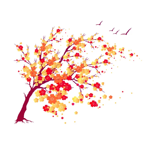 秋天一棵树 — 图库矢量图片