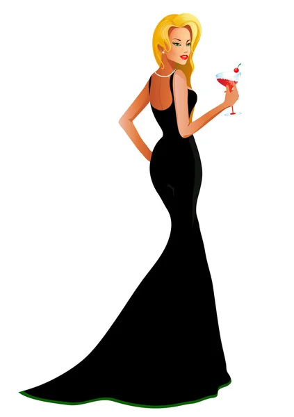 Beautiful woman with cocktail — Stock Vector