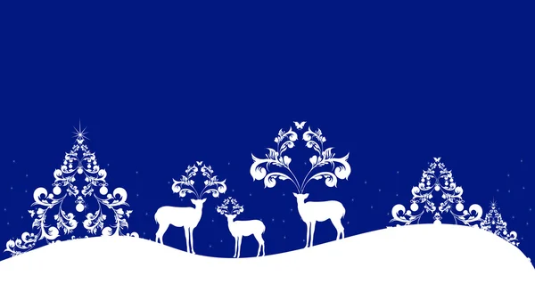 Рождественская открытка с оленями — стоковый вектор