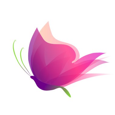 Beyaz arka plan üzerinde pembe kelebek