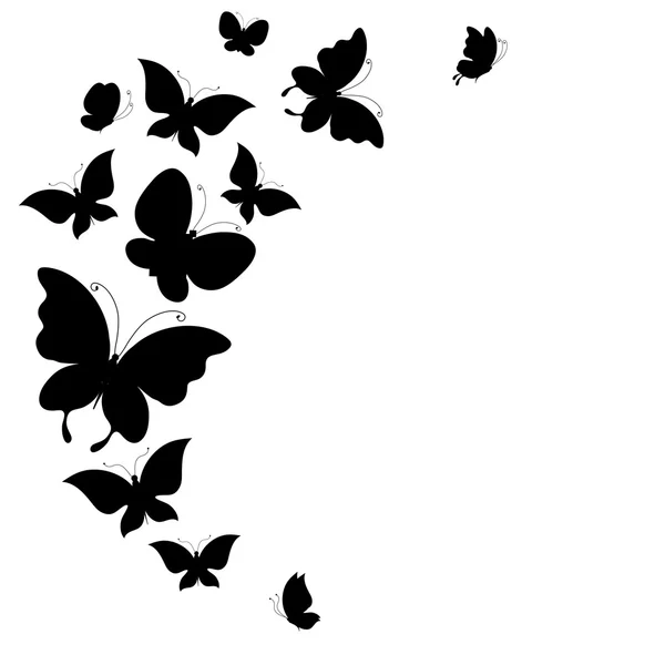 Fondo con un borde de mariposas volando. — Vector de stock