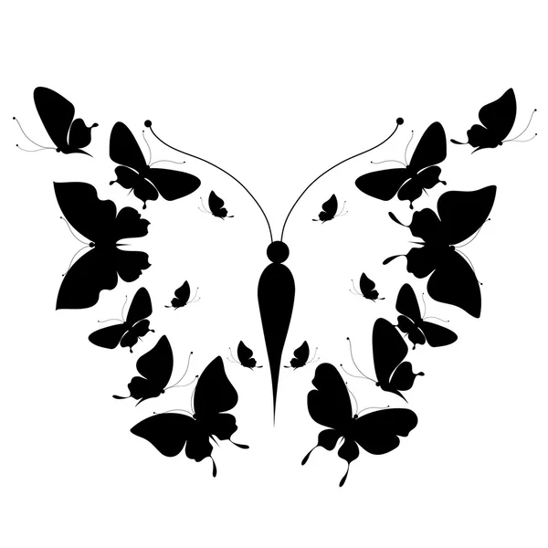 Silhouette d'un papillon sur fond blanc — Image vectorielle