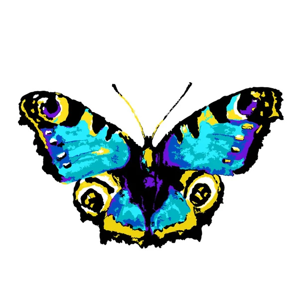 Carta acquerello dipinta con farfalla — Vettoriale Stock