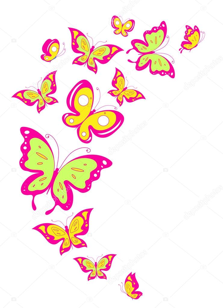 Background with a border of butterflies flying.