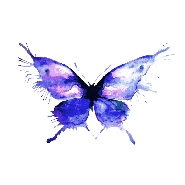 Painted watercolor card with butterfly — Stock Vector