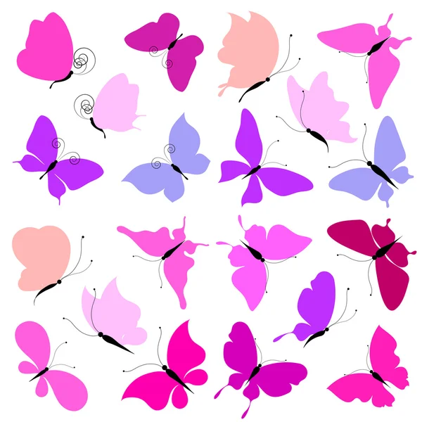 Roze vlinders op een witte achtergrond — Stockvector