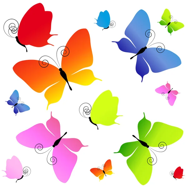 Increíble fondo colorido con mariposas — Vector de stock