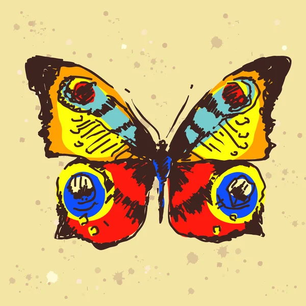 Mariposa tropical de dibujos animados . — Vector de stock