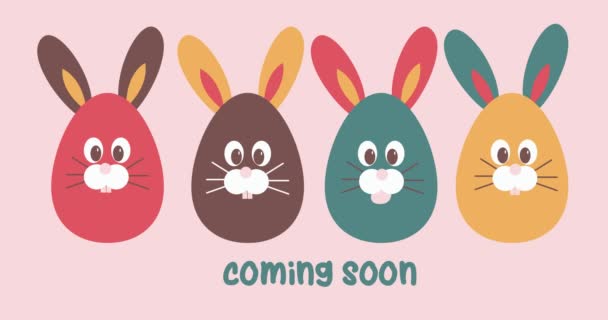 Colorful easter bunny eggs animation — Stock Video