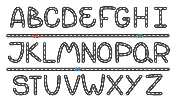 Her tasarım için yol alfabesi. Vektör grafik illüstrasyonu.