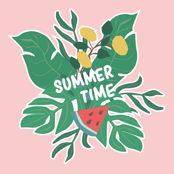 Yaprakları ve meyveleri olan renkli dekoratif çıkartma