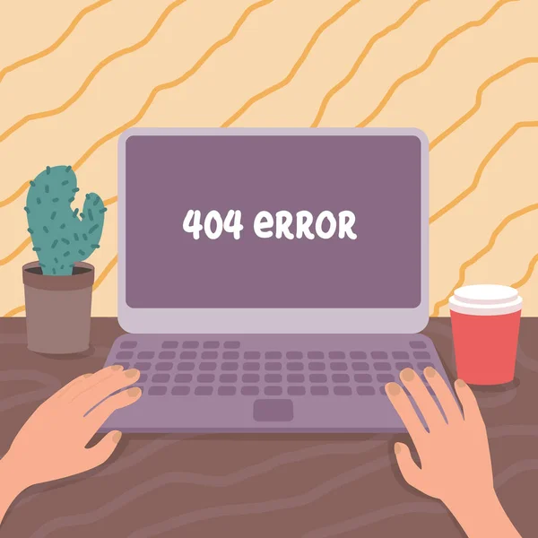 404 página de erro não encontrada na ilustração do vetor de computador. — Vetor de Stock