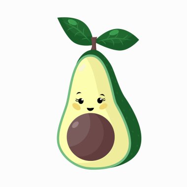 Mutlu avokado suratlı çizgi film vektör çizimi.