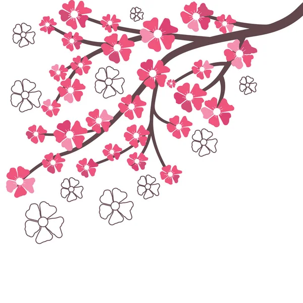 白地に桜の花のベクトル図. — ストックベクタ