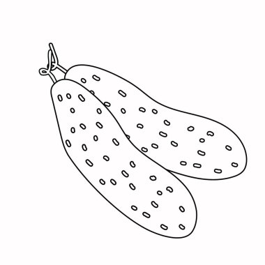 Salatalık renklendirme sayfası siyah ve beyaz vektör çizimi.