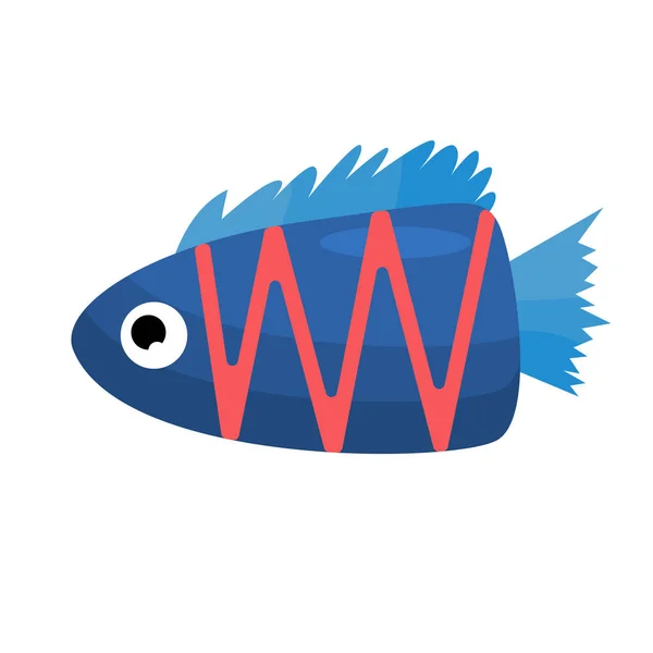 Güzel Koyu Mavi Balık Simgesi Izole Edilmiş Vektör Çizimi — Stok Vektör