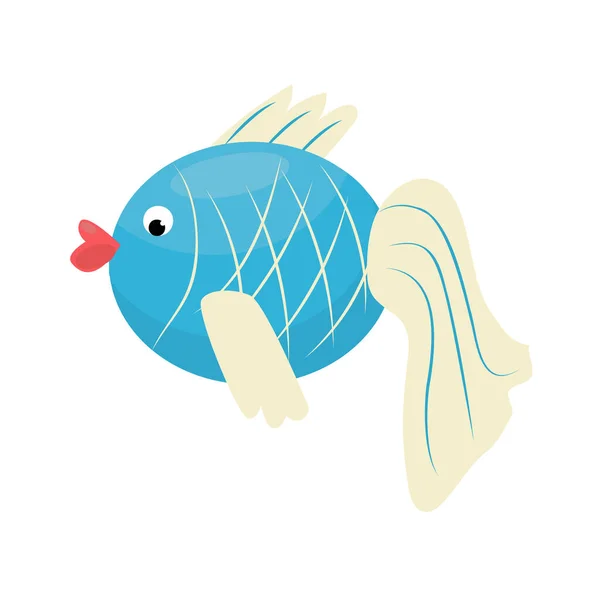 Güzel Mavi Balık Simgesi Izole Edilmiş Vektör Çizimi — Stok Vektör