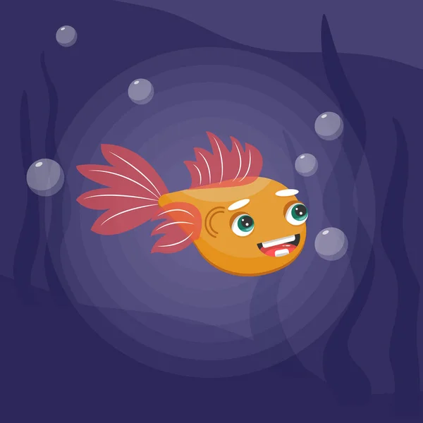 Or poisson dessin animé personnage vectoriel élément d'illustration. Clip art. — Image vectorielle