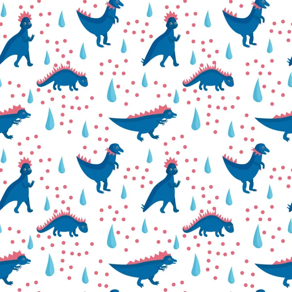 Dekorasyon tasarımı için kusursuz dinozor deseni. Komik çizgi film karakterleri.