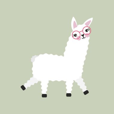 Running llama character isolated vector illustration. Cute animal.