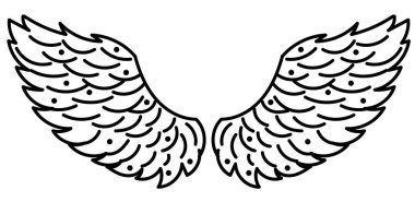 Modern karalama melek kanatları. İzole vektör şablonu