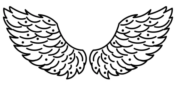 Modern karalama melek kanatları. İzole vektör şablonu