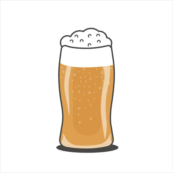 Vaso Cerveza Dorada Con Espuma Diseño Minimalista Ilustración Vectorial Aislada — Archivo Imágenes Vectoriales