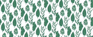 Kusursuz yeşil yapraklı vektör çizimi. Duvar kağıtları için doğa arka planı, kumaş tasarımı. Bitmek bilmeyen çiçek arkaplanı