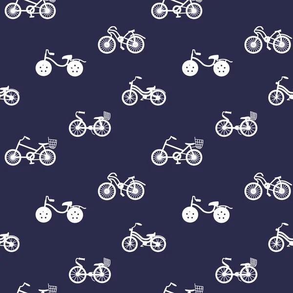Seamless Pattern Bicycle Silhouettes Bikes Ornament Blue Backgrounds Transport Backdrops — Stock Vector