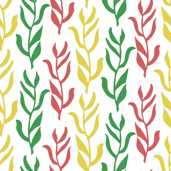 Bunte Blätter nahtlose Muster isoliert Vektor Illustration Pflanzen Hintergrund. — Stockvektor