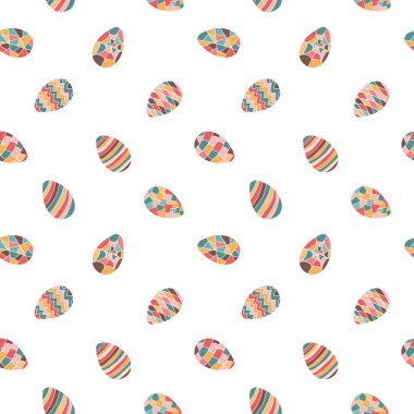 Kusursuz paskalya yumurtaları vektör çizimi. Beyaz arka planda izole edilmiş. Yiyici Tatili için tekrarlanan yazdırma