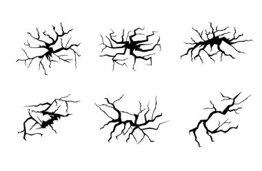 Zemin çatlakları ayarlandı. Deprem hasarı tahsilatı. Kırık yüzey dokusu izole edilmiş vektör çizimi