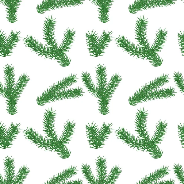 白い背景にクリスマスツリーの枝とシームレスな冬のパターン 繰り返し可能な背景 年末年始 Print — ストックベクタ