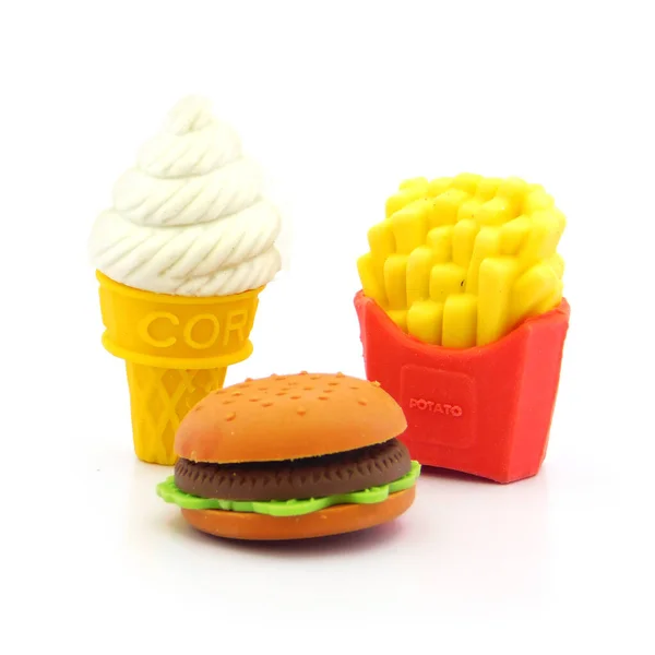Little Cute Erasers Form Fast Food Burger French Fries Vanilla — Φωτογραφία Αρχείου