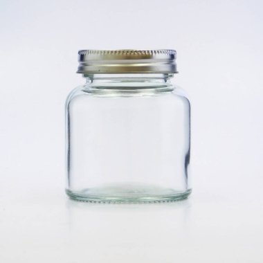 Gıda, sıvı, sos, tahıl, baharat, tohum, reçel ve şekerlemeler için gümüş kapaklı şeffaf, pırıl pırıl ve parlak cam kavanoz.