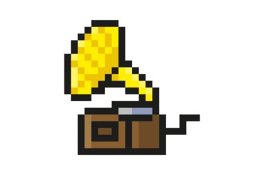 Gramofon gramofon gramofon gramofon gramofon gramofon pikseli 8 bit retro klasik vintage tasarım, ses ses sistemi, hi-fi, kayıt çalar, yüksek-sadakat sistemi, ses sistemi, stereo set, disk çalar