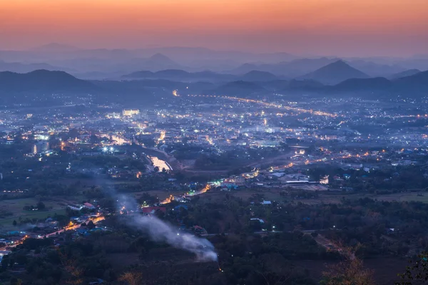 Loei cidade foi noite no ponto de vista Phu Boa Bid . — Fotografia de Stock