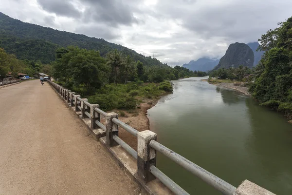 Vang Vieng Tourism Oriented Town Laos Located Vientiane Province Four — Stock Photo, Image