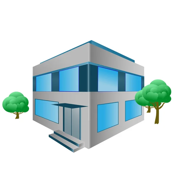 Vektor Bürogebäude mit Bäumen — Stockvektor