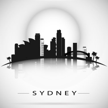 Sydney şehir manzarası yansıması ile.